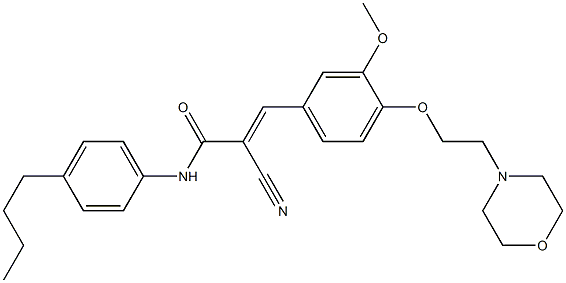 (E)-N-(4-butylphenyl)-2-cyano-3-[3-methoxy-4-(2-morpholin-4-ylethoxy)phenyl]prop-2-enamide Struktur