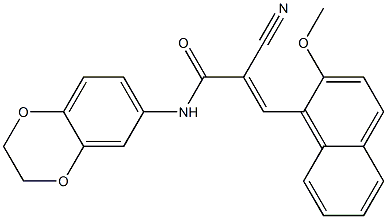 (E)-2-cyano-N-(2,3-dihydro-1,4-benzodioxin-6-yl)-3-(2-methoxynaphthalen-1-yl)prop-2-enamide Struktur