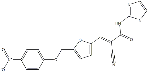 (E)-2-cyano-3-[5-[(4-nitrophenoxy)methyl]furan-2-yl]-N-(1,3-thiazol-2-yl)prop-2-enamide Struktur