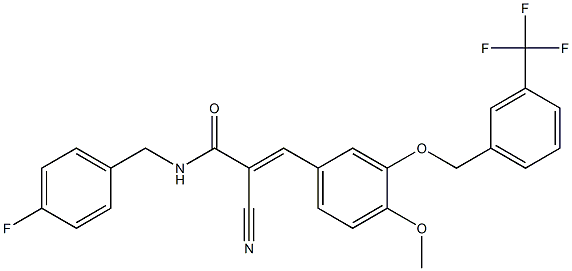 (E)-2-cyano-N-[(4-fluorophenyl)methyl]-3-[4-methoxy-3-[[3-(trifluoromethyl)phenyl]methoxy]phenyl]prop-2-enamide Struktur