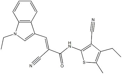 (E)-2-cyano-N-(3-cyano-4-ethyl-5-methylthiophen-2-yl)-3-(1-ethylindol-3-yl)prop-2-enamide Structure