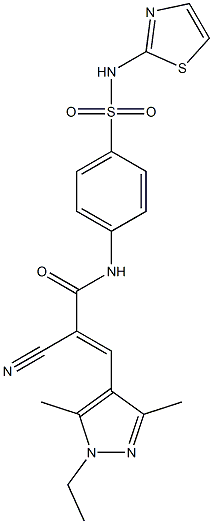 (E)-2-cyano-3-(1-ethyl-3,5-dimethylpyrazol-4-yl)-N-[4-(1,3-thiazol-2-ylsulfamoyl)phenyl]prop-2-enamide Struktur