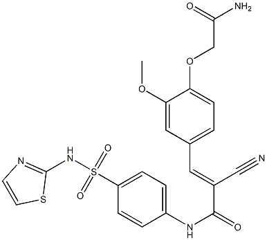 (E)-3-[4-(2-amino-2-oxoethoxy)-3-methoxyphenyl]-2-cyano-N-[4-(1,3-thiazol-2-ylsulfamoyl)phenyl]prop-2-enamide Struktur