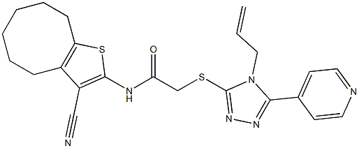 N-(3-cyano-4,5,6,7,8,9-hexahydrocycloocta[b]thiophen-2-yl)-2-[(4-prop-2-enyl-5-pyridin-4-yl-1,2,4-triazol-3-yl)sulfanyl]acetamide Struktur