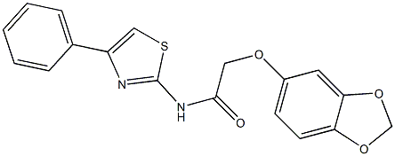 2-(1,3-benzodioxol-5-yloxy)-N-(4-phenyl-1,3-thiazol-2-yl)acetamide Struktur