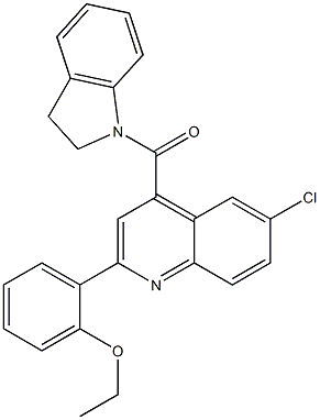 [6-chloro-2-(2-ethoxyphenyl)quinolin-4-yl]-(2,3-dihydroindol-1-yl)methanone Struktur