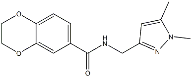 N-[(1,5-dimethylpyrazol-3-yl)methyl]-2,3-dihydro-1,4-benzodioxine-6-carboxamide Struktur