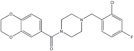 [4-[(2-chloro-4-fluorophenyl)methyl]piperazin-1-yl]-(2,3-dihydro-1,4-benzodioxin-6-yl)methanone Struktur