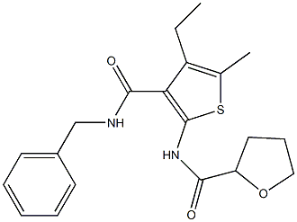 N-[3-(benzylcarbamoyl)-4-ethyl-5-methylthiophen-2-yl]oxolane-2-carboxamide Struktur