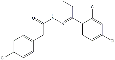 2-(4-chlorophenyl)-N-[(E)-1-(2,4-dichlorophenyl)propylideneamino]acetamide Struktur