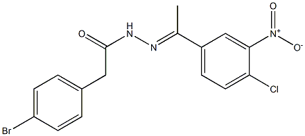 2-(4-bromophenyl)-N-[(E)-1-(4-chloro-3-nitrophenyl)ethylideneamino]acetamide Struktur