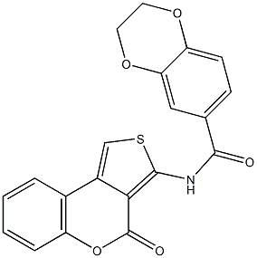 N-(4-oxothieno[3,4-c]chromen-3-yl)-2,3-dihydro-1,4-benzodioxine-6-carboxamide Struktur