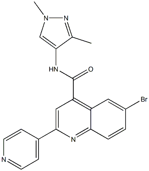 6-bromo-N-(1,3-dimethylpyrazol-4-yl)-2-pyridin-4-ylquinoline-4-carboxamide Struktur