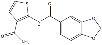 N-(3-carbamoylthiophen-2-yl)-1,3-benzodioxole-5-carboxamide Struktur