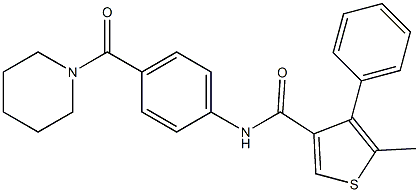 5-methyl-4-phenyl-N-[4-(piperidine-1-carbonyl)phenyl]thiophene-3-carboxamide Struktur