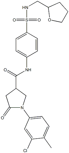 1-(3-chloro-4-methylphenyl)-5-oxo-N-[4-(oxolan-2-ylmethylsulfamoyl)phenyl]pyrrolidine-3-carboxamide Struktur