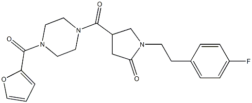 1-[2-(4-fluorophenyl)ethyl]-4-[4-(furan-2-carbonyl)piperazine-1-carbonyl]pyrrolidin-2-one Struktur