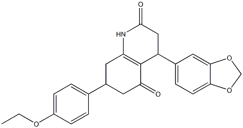 4-(1,3-benzodioxol-5-yl)-7-(4-ethoxyphenyl)-1,3,4,6,7,8-hexahydroquinoline-2,5-dione Struktur