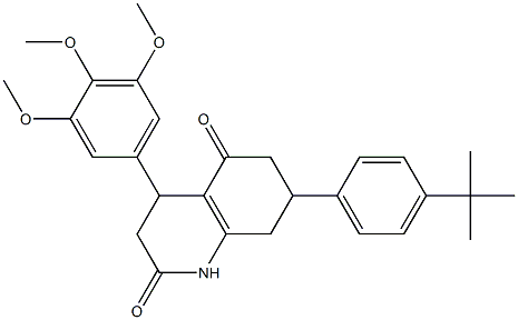 7-(4-tert-butylphenyl)-4-(3,4,5-trimethoxyphenyl)-1,3,4,6,7,8-hexahydroquinoline-2,5-dione Struktur