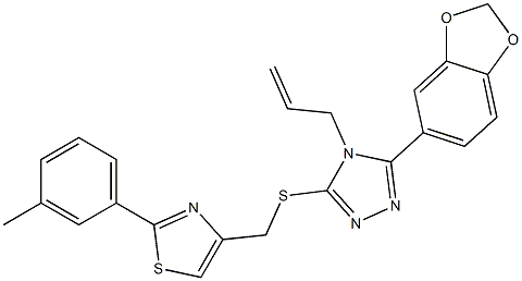 4-[[5-(1,3-benzodioxol-5-yl)-4-prop-2-enyl-1,2,4-triazol-3-yl]sulfanylmethyl]-2-(3-methylphenyl)-1,3-thiazole Struktur