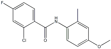 2-chloro-4-fluoro-N-(4-methoxy-2-methylphenyl)benzamide Struktur