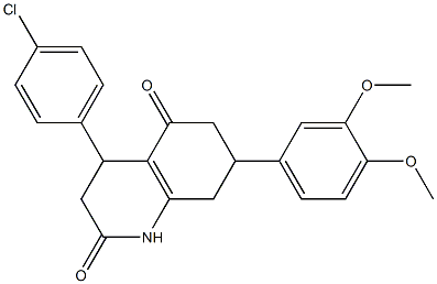 4-(4-chlorophenyl)-7-(3,4-dimethoxyphenyl)-1,3,4,6,7,8-hexahydroquinoline-2,5-dione Struktur