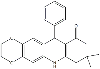 8,8-dimethyl-11-phenyl-2,3,6,7,9,11-hexahydro-[1,4]benzodioxino[6,7-b]quinolin-10-one Struktur