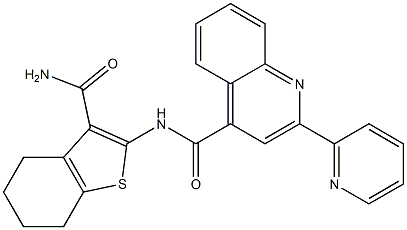 N-(3-carbamoyl-4,5,6,7-tetrahydro-1-benzothiophen-2-yl)-2-pyridin-2-ylquinoline-4-carboxamide Struktur