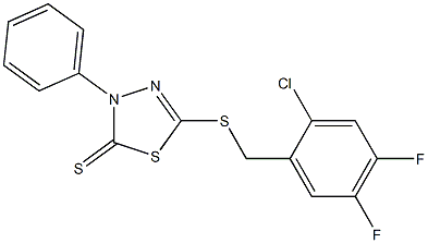 5-[(2-chloro-4,5-difluorophenyl)methylsulfanyl]-3-phenyl-1,3,4-thiadiazole-2-thione Struktur