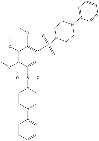 1-phenyl-4-[2,3,4-trimethoxy-5-(4-phenylpiperazin-1-yl)sulfonylphenyl]sulfonylpiperazine Struktur