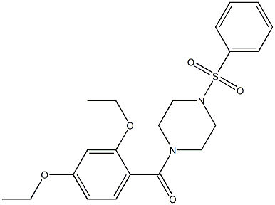 [4-(benzenesulfonyl)piperazin-1-yl]-(2,4-diethoxyphenyl)methanone Struktur