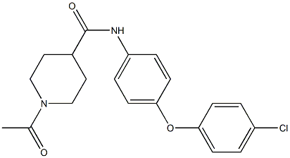 1-acetyl-N-[4-(4-chlorophenoxy)phenyl]piperidine-4-carboxamide Struktur