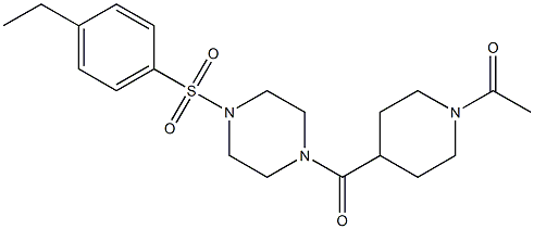 1-[4-[4-(4-ethylphenyl)sulfonylpiperazine-1-carbonyl]piperidin-1-yl]ethanone Struktur