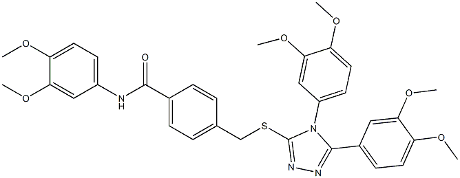 4-[[4,5-bis(3,4-dimethoxyphenyl)-1,2,4-triazol-3-yl]sulfanylmethyl]-N-(3,4-dimethoxyphenyl)benzamide Struktur