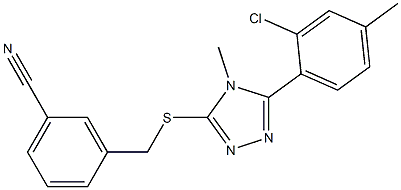 3-[[5-(2-chloro-4-methylphenyl)-4-methyl-1,2,4-triazol-3-yl]sulfanylmethyl]benzonitrile Struktur