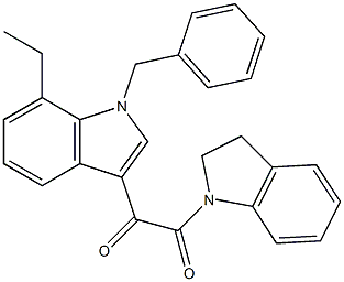 1-(1-benzyl-7-ethylindol-3-yl)-2-(2,3-dihydroindol-1-yl)ethane-1,2-dione Struktur