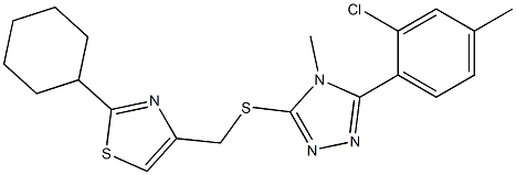 4-[[5-(2-chloro-4-methylphenyl)-4-methyl-1,2,4-triazol-3-yl]sulfanylmethyl]-2-cyclohexyl-1,3-thiazole Struktur