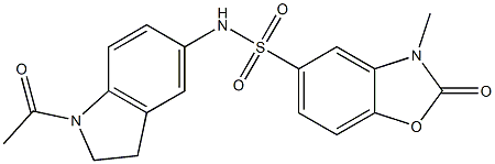 N-(1-acetyl-2,3-dihydroindol-5-yl)-3-methyl-2-oxo-1,3-benzoxazole-5-sulfonamide Struktur