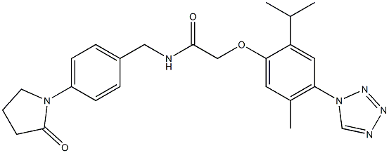 2-[5-methyl-2-propan-2-yl-4-(tetrazol-1-yl)phenoxy]-N-[[4-(2-oxopyrrolidin-1-yl)phenyl]methyl]acetamide Struktur