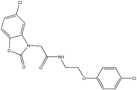 2-(5-chloro-2-oxo-1,3-benzoxazol-3-yl)-N-[2-(4-chlorophenoxy)ethyl]acetamide Struktur