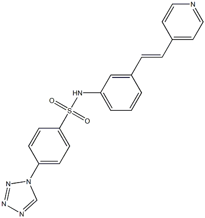 N-[3-[(E)-2-pyridin-4-ylethenyl]phenyl]-4-(tetrazol-1-yl)benzenesulfonamide Struktur