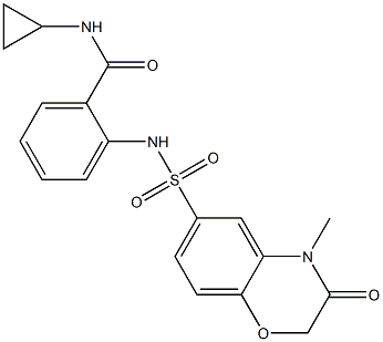 N-cyclopropyl-2-[(4-methyl-3-oxo-1,4-benzoxazin-6-yl)sulfonylamino]benzamide Struktur