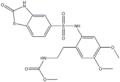 methyl N-[2-[4,5-dimethoxy-2-[(2-oxo-3H-1,3-benzothiazol-5-yl)sulfonylamino]phenyl]ethyl]carbamate Struktur