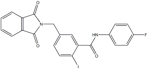 5-[(1,3-dioxoisoindol-2-yl)methyl]-N-(4-fluorophenyl)-2-iodobenzamide Struktur