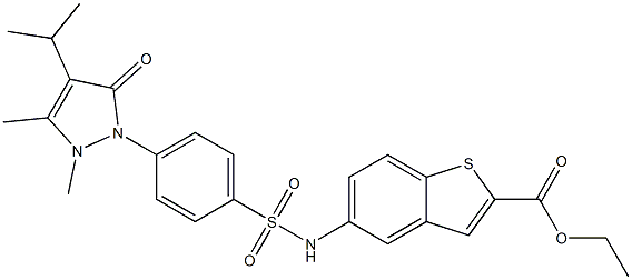 ethyl 5-[[4-(2,3-dimethyl-5-oxo-4-propan-2-ylpyrazol-1-yl)phenyl]sulfonylamino]-1-benzothiophene-2-carboxylate Struktur