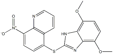 5-[(4,7-dimethoxy-1H-benzimidazol-2-yl)sulfanyl]-8-nitroquinoline Struktur