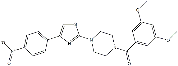 (3,5-dimethoxyphenyl)-[4-[4-(4-nitrophenyl)-1,3-thiazol-2-yl]piperazin-1-yl]methanone Struktur