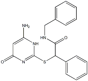 2-[(6-amino-4-oxo-1H-pyrimidin-2-yl)sulfanyl]-N-benzyl-2-phenylacetamide Struktur