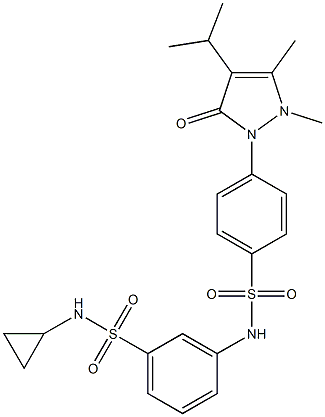 N-cyclopropyl-3-[[4-(2,3-dimethyl-5-oxo-4-propan-2-ylpyrazol-1-yl)phenyl]sulfonylamino]benzenesulfonamide Struktur