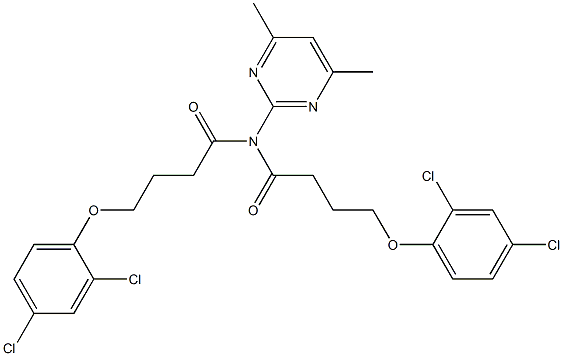 4-(2,4-dichlorophenoxy)-N-[4-(2,4-dichlorophenoxy)butanoyl]-N-(4,6-dimethylpyrimidin-2-yl)butanamide Struktur